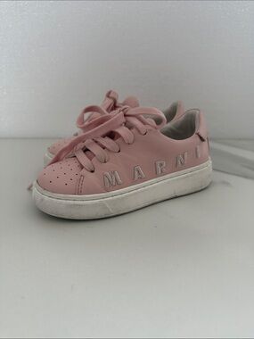 Marni Kids Pink Leather Logo Sneakers